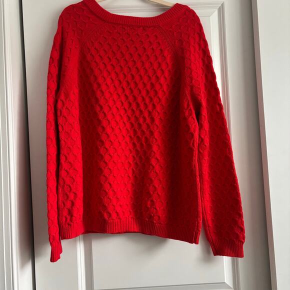 NWT Old Navy Honeycomb Crew Neck Sweater Sz XXL Red Holiday Cotton Blend - Picture 2 of 9